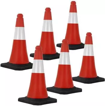 ECD Germany Verkehrsleitkegel rot-wei&szlig; 51cm reflektierend, 6er-Set (490015335)
