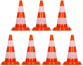 ECD Germany Verkehrskegel 47cm orange-weiß, 2 Reflexstreifen, 7er-Pack (490014754)