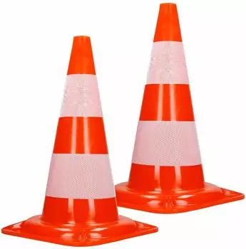 ECD Germany Verkehrskegel orange-wei&szlig; 47cm mit 2 Reflektionsstreifen, 2er-Pack (322008340)