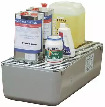 Cemo GFK-Auffangwanne mit verzinktem Gitterrost, grau, 65L (7717)