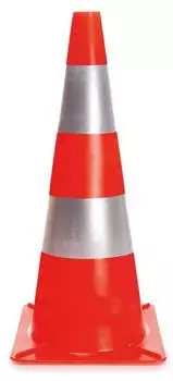 Perel Verkehrskegel 50cm, 2 reflektierende Streifen, rot/silber (1190-50R)
