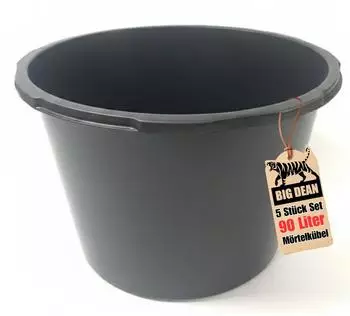 BigDean M&ouml;rtelk&uuml;bel 90L, schwarz, Kunststoff, UV-best&auml;ndig, stapelbar, 5er-Set (1002755)