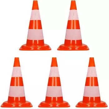 ECD Germany Verkehrskegel 47cm orange-wei&szlig; 2 Reflektionsstreifen, 5er-Pack