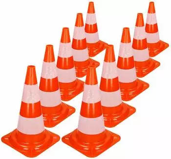 ECD Germany Verkehrsleitkegel 47cm orange-wei&szlig;, 2 Reflexstreifen, 10er-Pack (299041039)