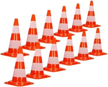 ECD Germany Verkehrskegel 47cm orange-wei&szlig;, 2 Reflektionsstreifen, 12er-Pack (490014756)
