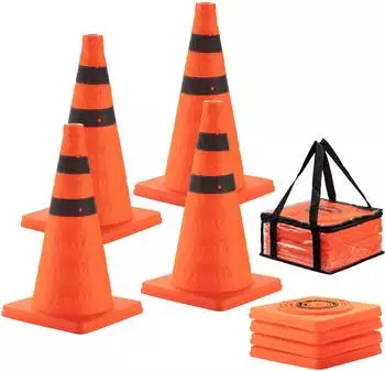Wiltec Faltbare Verkehrskegel 45cm reflektierend, 4er-Set (65835)