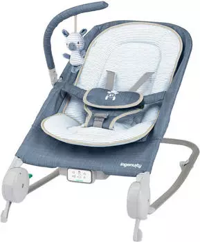 Ingenuity Happy Belly Rock-to-Bounce Baby-Liegestuhl mit Massage, Chambray (16854)