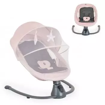 Cangaroo Zara elektrische Babywippe mit Musik, Timer, Moskitonetz, rosa