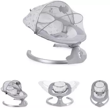 Cangaroo Babywippe Ari mit Bluetooth, Musikfunktion & Moskitonetz, grau (109163)