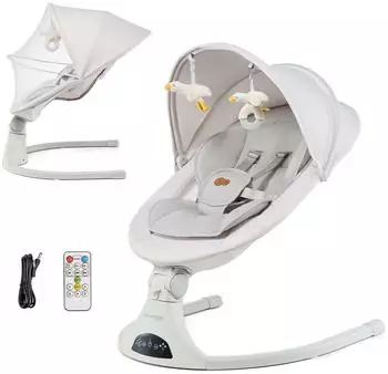 Kinderkraft Tulsy 2-in-1 elektrische Babywippe, Bluetooth, beige (TULSY)