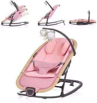 Chipolino Senso Babywippe Holzoptik, Spielbogen, faltbar, rosa (SHESO0254PM)