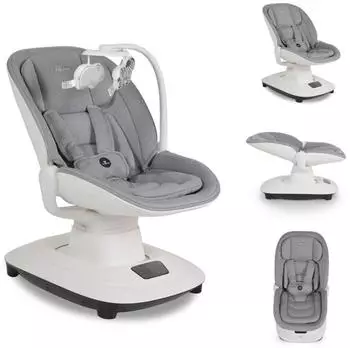 Cangaroo Hera Babywippe elektrisch, Moskitonetz, 360-Grad-Drehung, hellgrau