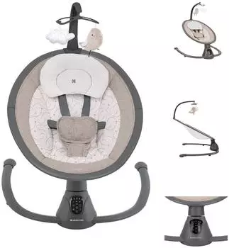 KIKKABOO Twiddle elektrische Babywippe, Schaukelfunktion, Fernbedienung, beige/grau
