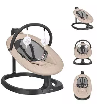 KIKKABOO Zazu elektrische Babywippe mit Musik, Schaukelfunktion, Timer, beige (31005010097)