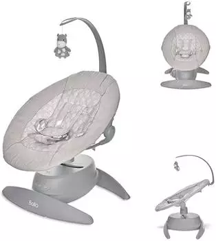 Lorelli Bella Babywippe mit Spielbogen, Schaukelfunktion, Melodien, 360°-Drehung, grau