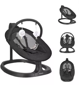 KIKKABOO Zazu elektrische Babywippe mit Musik, Schaukelfunktion und Timer, schwarz