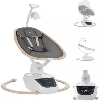 KIKKABOO BeMoove elektrische Babywippe mit Moskitonetz, Fernbedienung, grau