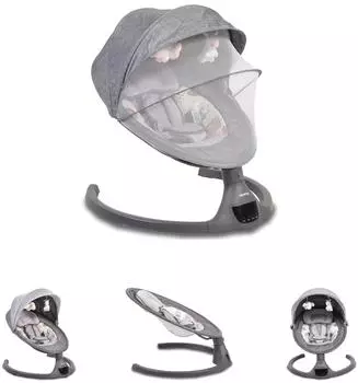 Cangaroo iSwing Babywippe mit Musikfunktion, Timer, Fernbedienung, grau (107885)
