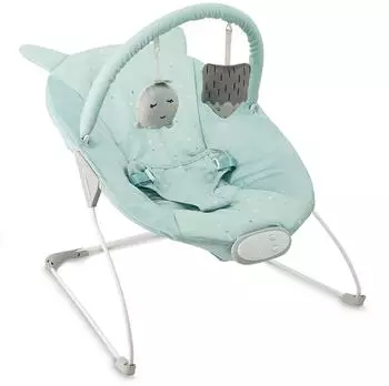 Momi GLOSSY Babywippe mit Vibration & Spielbogen, blau (BULE00043)
