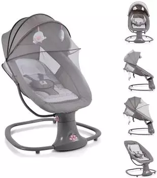 Moni Axel 3-in-1 Babywippe Bluetooth, 5 Schaukelgeschwindigkeiten, pink (108456)