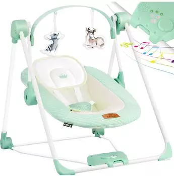 Kidiz Babywippe mit Spielbogen, 5 Geschwindigkeiten, faltbar, gr&uuml;n