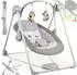 TecTake Babyschaukel Dogs, klappbar, 5 Geschwindigkeitsstufen, hellgrau (405083)