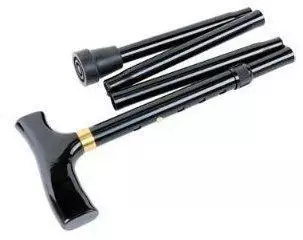 Alberts Aluminium Folding Stick with Adjustable Height Black