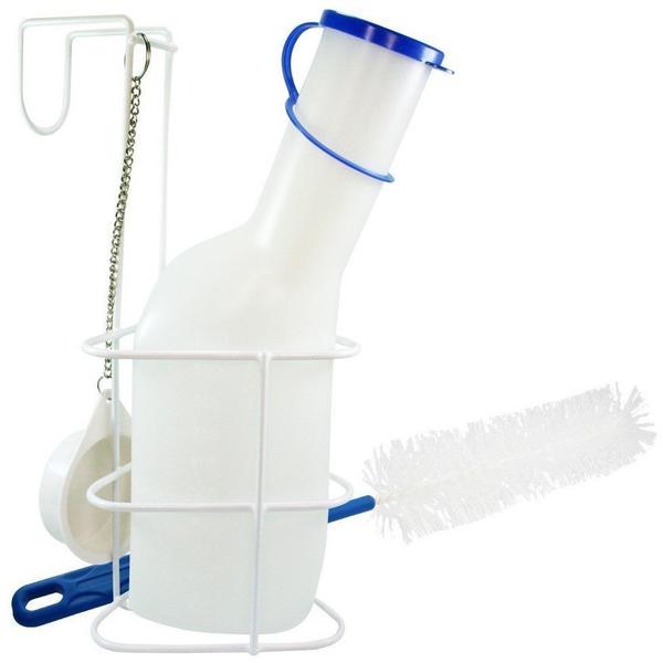 SANISMART Urinflaschen-Set aus Urinflasche + Halter + Reinigungsbürste