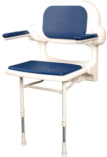 Alberts Care Polstersitz mit Rücken- und Armlehnen Aluminium Kunststoff Sitzfl. 570x500 mm - Blau