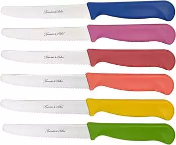 Rosenstein & S&ouml;hne 6er-Set bunte Fr&uuml;hst&uuml;cksmesser mit Wellenschliff