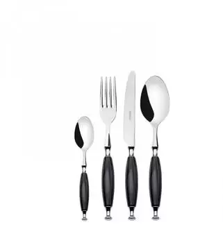 Bugatti Country Besteck-Set 24-teilig, Edelstahl 18/10, Schwarz Perlmutt (BUG-COCNM-S4150)