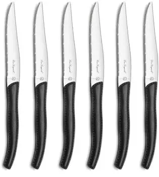 Lou Laguiole Sky 6er-Set Steakmesser, Edelstahl, Griff in schwarzem Lederoptik (2271AAMB02K35)