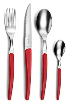 Lou Laguiole Montana Tafelbesteck 24-teilig, 18/0 Edelstahl, Rot (2532RDM000C40)