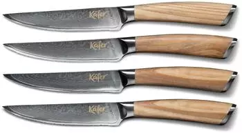 K&auml;fer Steakmesser-Set 4-teilig, Damaststahl 67-lagig, Olivenholzgriff, 12cm (35677249-0)