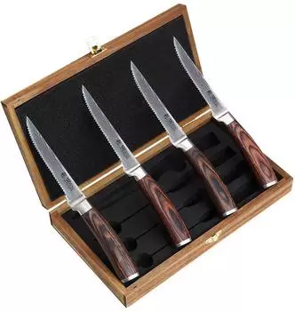 Wakoli EDIB Damast Steakmesser-Set 4-teilig, 12,5cm Klinge (EDIB)