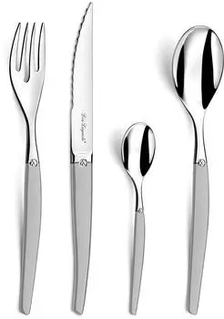 Lou Laguiole Jet 24-tlg. Besteckset, satiniert, silber (251306AF14C40)