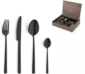 Amefa Metropole Besteck-Set 24-teilig, 6 Personen, Edelstahl 18/10, schwarz PVD