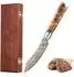 Zayiko MysticMagma Steakmesser, Damaststahl, 13cm Klinge, Ahornwurzelholzgriff