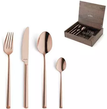 Amefa Metropole Besteck-Set 24-teilig, 6 Personen, Edelstahl 18/10, kupfer PVD