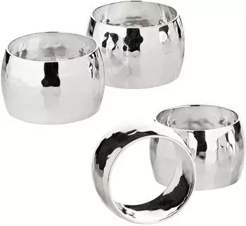 Edzard Serviettenring Flux, geh&auml;mmert, versilbert, 4er Set &Oslash; 4cm (1600)