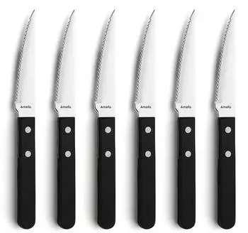 Amefa Steak Pizza Noir Steakmesser-Set, schwarz, 6-teilig