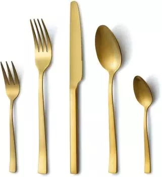 LuxusKollektion Besteck-Set 30-teilig, Edelstahl, gold matt, für 6 Personen, spülmaschinenfest