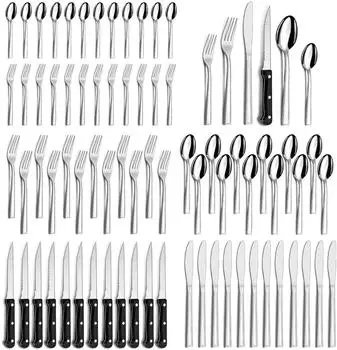 LuxusKollektion Besteck-Set 72-teilig, 12 Personen, Steakmesser, Edelstahl