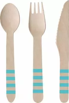 Amscan Holzbesteck-Set "Pineapple Vibes" 24-teilig, t&uuml;rkis (9903311)
