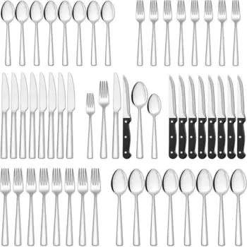 LuxusKollektion Besteckset 36-teilig Edelstahl mit Steakmessern, 6 Personen