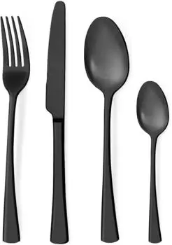 LuxusKollektion Besteckset 24-teilig, Edelstahl, schwarz matt, 6 Personen