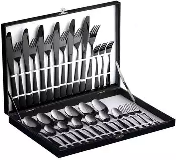 LuxusKollektion Besteck-Set 30-teilig, 6 Personen, schwarz, 18/10 Edelstahl