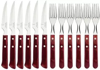 Tramontina Spanish Style Steakbesteck-Set 12-teilig, Edelstahl, Echtholzgriff rot (29899/221)