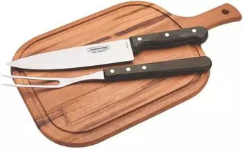 Tramontina Tranchierset 3-teilig mit Messer, Gabel und Schneidebrett (29899301)