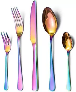 LuxusKollektion Besteck-Set 30-teilig, Edelstahl spiegelpoliert, Regenbogen, sp&uuml;lmaschinenfest